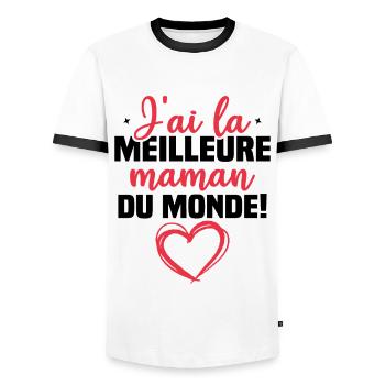 J ai la meilleure maman du monde - T-shirt contrasté Homme - blanc/noir - Devant - AI Model Female 172 light (172cm) & AI Model Male 178 dark (178cm)