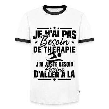 J'ai juste besoin d'aller à la piscine - T-shirt contrasté Homme - blanc/noir - Devant - AI Model Female 172 light (172cm) & AI Model Male 178 dark (178cm)