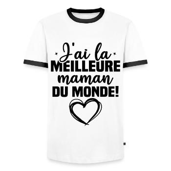 J ai la meilleure maman du monde - T-shirt contrasté Homme - blanc/noir - Devant - AI Model Female 172 light (172cm) & AI Model Male 178 dark (178cm)