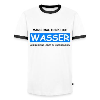 Alkohol - Wasser Um Leber Zu Überraschen - Männer Kontrast-T-Shirt - Weiß/Schwarz - Vorne - AI Model Female 172 light (172cm) & AI Model Male 178 dark (178cm)