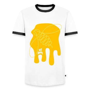 Soyez joyeux - Abeille - abstrait - Art graphique - T-shirt contrasté Homme - blanc/noir - Devant - AI Model Female 172 light (172cm) & AI Model Male 178 dark (178cm)