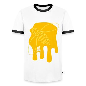 Be nice - Bee - abstrait - Art graphique - T-shirt contrasté Homme - blanc/noir - Devant - AI Model Female 172 light (172cm) & AI Model Male 178 dark (178cm)