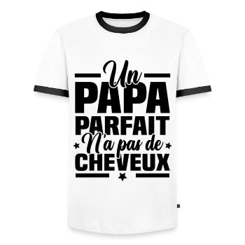 Un papa parfait n'a pas de cheveux - T-shirt contrasté Homme - blanc/noir - Devant - AI Model Female 172 light (172cm) & AI Model Male 178 dark (178cm)