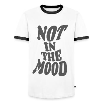 Not in the Mood - Mood - Funky - Saying - Men's Ringer Shirt - white/black - Front - AI Model Female 172 light (172cm) & AI Model Male 178 dark (178cm)