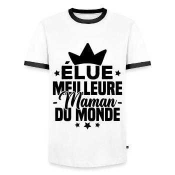Élue meilleure maman du monde - T-shirt contrasté Homme - blanc/noir - Devant - AI Model Female 172 light (172cm) & AI Model Male 178 dark (178cm)