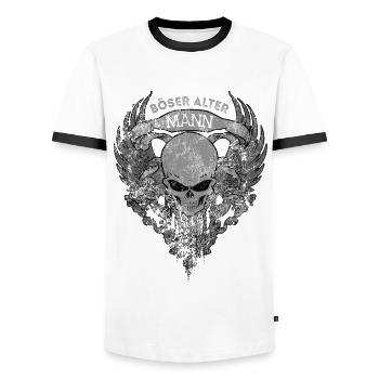 Böser alter Mann - Totenkopf - Männertag - Spruch - Männer Kontrast-T-Shirt - Weiß/Schwarz - Vorne - AI Model Female 172 light (172cm) & AI Model Male 178 dark (178cm)