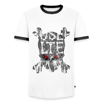 Böser alter Mann - Totenkopf - Männertag - Spruch - Männer Kontrast-T-Shirt - Weiß/Schwarz - Vorne - AI Model Female 172 light (172cm) & AI Model Male 178 dark (178cm)