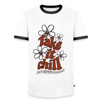Take it Chill - Optimisme - Dire - T-shirt contrasté Homme - blanc/noir - Devant - AI Model Female 172 light (172cm) & AI Model Male 178 dark (178cm)