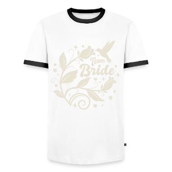 Hen Party - Team Bride - Blumenkranz - Men's Ringer Shirt - white/black - Front - AI Model Female 172 light (172cm) & AI Model Male 178 dark (178cm)