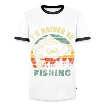 Angler - fishing - I'd rather be fishing - Men's Ringer Shirt - white/black - Front - AI Model Female 172 light (172cm) & AI Model Male 178 dark (178cm)