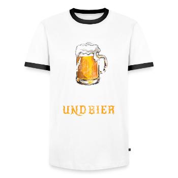 Schlager und Bier - Dafür bin ich hier - Metal - Männer Kontrast-T-Shirt - Weiß/Schwarz - Vorne - AI Model Female 172 light (172cm) & AI Model Male 178 dark (178cm)