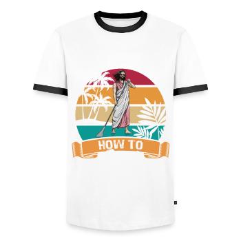 SUP - Stand up paddle - Jésus l’a inventé - T-shirt contrasté Homme - blanc/noir - Devant - AI Model Female 172 light (172cm) & AI Model Male 178 dark (178cm)