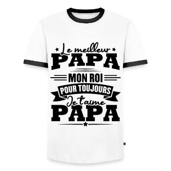 Le meilleur papa mon roi, je t'aime papa - T-shirt contrasté Homme - blanc/noir - Devant - AI Model Female 172 light (172cm) & AI Model Male 178 dark (178cm)