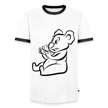 Koalified Gamer - Lustiger Cartoon Koala - Männer Kontrast-T-Shirt - Weiß/Schwarz - Vorne - AI Model Female 172 light (172cm) & AI Model Male 178 dark (178cm)