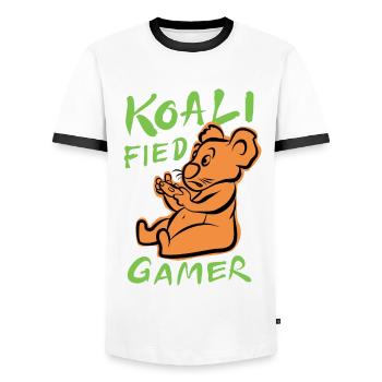 Koalified Gamer - Lustiger Cartoon Koala - Männer Kontrast-T-Shirt - Weiß/Schwarz - Vorne - AI Model Female 172 light (172cm) & AI Model Male 178 dark (178cm)