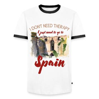 I don't need therapy just need to go to Spain - Männer Kontrast-T-Shirt - Weiß/Schwarz - Vorne - AI Model Female 172 light (172cm) & AI Model Male 178 dark (178cm)