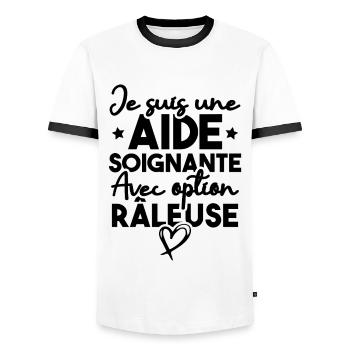 Je suis une aide-soignante avec option râleuse - T-shirt contrasté Homme - blanc/noir - Devant - AI Model Female 172 light (172cm) & AI Model Male 178 dark (178cm)
