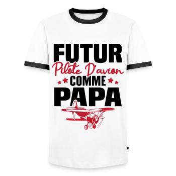 Futur Pilote d'avion comme Papa - T-shirt contrasté Homme - blanc/noir - Devant - AI Model Female 172 light (172cm) & AI Model Male 178 dark (178cm)