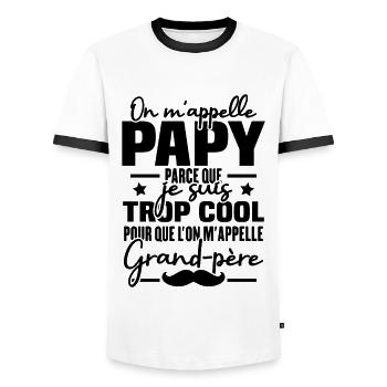 Papy car je suis trop cool / Cadeau grand-père - T-shirt contrasté Homme - blanc/noir - Devant - AI Model Female 172 light (172cm) & AI Model Male 178 dark (178cm)