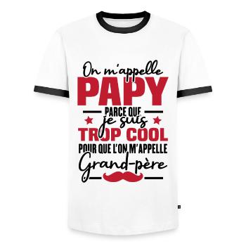Papy car je suis trop cool / Cadeau grand-père - T-shirt contrasté Homme - blanc/noir - Devant - AI Model Female 172 light (172cm) & AI Model Male 178 dark (178cm)