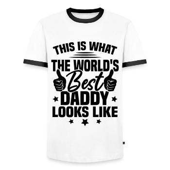 So sieht der beste Vater der Welt aus - Männer Kontrast-T-Shirt - Weiß/Schwarz - Vorne - AI Model Female 172 light (172cm) & AI Model Male 178 dark (178cm)