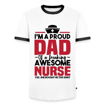 Proud to be the father of a great nurse - Men's Ringer Shirt - white/black - Front - AI Model Female 172 light (172cm) & AI Model Male 178 dark (178cm)