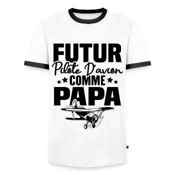 Futur Pilote d'avion comme Papa - T-shirt contrasté Homme - blanc/noir - Devant - AI Model Female 172 light (172cm) & AI Model Male 178 dark (178cm)