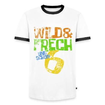 Wild & frech und schon 6 Geburtstag Geschenk - Männer Kontrast-T-Shirt - Weiß/Schwarz - Vorne - AI Model Female 172 light (172cm) & AI Model Male 178 dark (178cm)