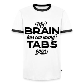 Mon cerveau a trop d’onglets ouverts - T-shirt contrasté Homme - blanc/noir - Devant - AI Model Female 172 light (172cm) & AI Model Male 178 dark (178cm)