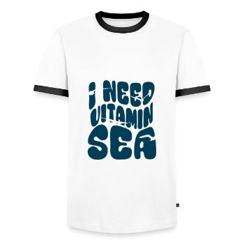 J’ai besoin de vitamine Mer - Vacances Été Mouettes Mer - T-shirt contrasté Homme - blanc/noir - Devant - AI Model Female 172 light (172cm) & AI Model Male 178 dark (178cm)
