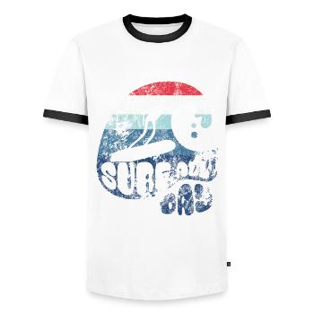 Surf toute la journée - Vague - Surfeur - Cadeau - T-shirt contrasté Homme - blanc/noir - Devant - AI Model Female 172 light (172cm) & AI Model Male 178 dark (178cm)