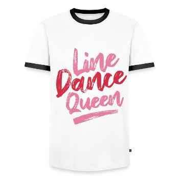 Linedance Queen - Linedancing Country Music - Men's Ringer Shirt - white/black - Front - AI Model Female 172 light (172cm) & AI Model Male 178 dark (178cm)