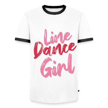 Linedance Girl - Linedancing Country Music - Men's Ringer Shirt - white/black - Front - AI Model Female 172 light (172cm) & AI Model Male 178 dark (178cm)
