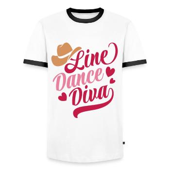 Linedance Diva Country Fan - Sticker - Men's Ringer Shirt - white/black - Front - AI Model Female 172 light (172cm) & AI Model Male 178 dark (178cm)