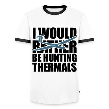 I would rather be hunting thermals - Glider - Men's Ringer Shirt - white/black - Front - AI Model Female 172 light (172cm) & AI Model Male 178 dark (178cm)