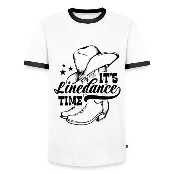 It's Linedance time - Country Fan - Geschenk - Männer Kontrast-T-Shirt - Weiß/Schwarz - Vorne - AI Model Female 172 light (172cm) & AI Model Male 178 dark (178cm)