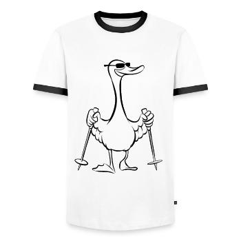 Canard colvert - Canard aux bâtons - Marche - T-shirt contrasté Homme - blanc/noir - Devant - AI Model Female 172 light (172cm) & AI Model Male 178 dark (178cm)