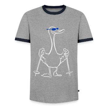 Canard colvert - Canard aux bâtons - Marche - T-shirt contrasté Homme - gris/marine  - Devant - AI Model Female 172 light (172cm) & AI Model Male 178 light (178cm)
