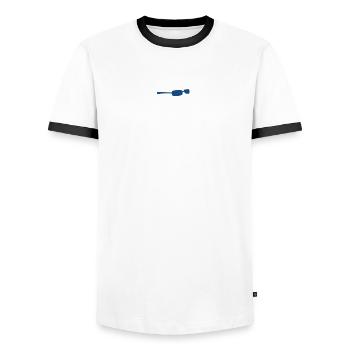 Mallard - Duck with sticks - Nordic Ducking - Men's Ringer Shirt - white/black - Front - AI Model Female 172 light (172cm) & AI Model Male 178 dark (178cm)