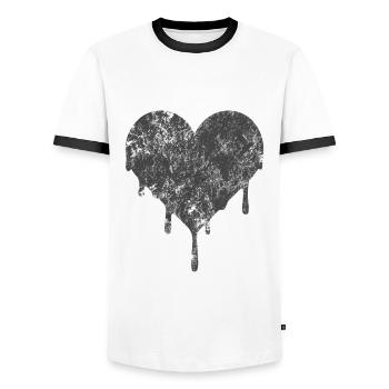 Emo Noir - Coeur Noir - Coeur Sang - T-shirt contrasté Homme - blanc/noir - Devant - AI Model Female 172 light (172cm) & AI Model Male 178 dark (178cm)