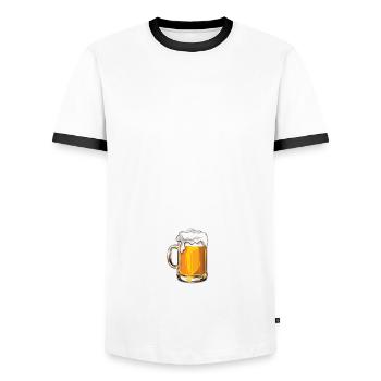 Wie geht es dir - Biertrinker - Männertag - Männer Kontrast-T-Shirt - Weiß/Schwarz - Vorne - AI Model Female 172 light (172cm) & AI Model Male 178 dark (178cm)