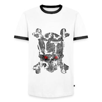 Böse alte Frau - Totenkopf - Ironie - Spruch - Männer Kontrast-T-Shirt - Weiß/Schwarz - Vorne - AI Model Female 172 light (172cm) & AI Model Male 178 dark (178cm)
