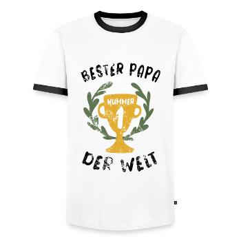 Bester Papa der Welt - Nummer Eins - Männertag - Männer Kontrast-T-Shirt - Weiß/Schwarz - Vorne - AI Model Female 172 light (172cm) & AI Model Male 178 dark (178cm)