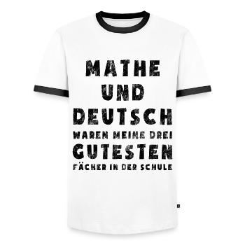 Mathe und Deutsch waren meine 3 gutesten Fächer - Männer Kontrast-T-Shirt - Weiß/Schwarz - Vorne - AI Model Female 172 light (172cm) & AI Model Male 178 dark (178cm)