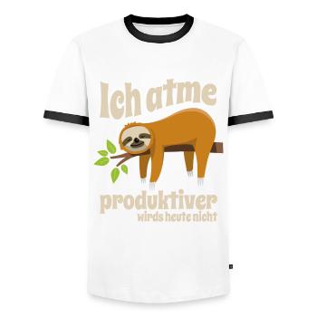 Ich atme, produktiver wirds heute nicht - Faultier - Männer Kontrast-T-Shirt - Weiß/Schwarz - Vorne - AI Model Female 172 light (172cm) & AI Model Male 178 dark (178cm)