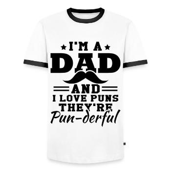 J’adore les jeux de mots | Hommes | Blague de Papa - T-shirt contrasté Homme - blanc/noir - Devant - AI Model Female 172 light (172cm) & AI Model Male 178 dark (178cm)