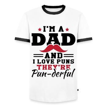 J’adore les jeux de mots | Hommes | Blague de Papa - T-shirt contrasté Homme - blanc/noir - Devant - AI Model Female 172 light (172cm) & AI Model Male 178 dark (178cm)