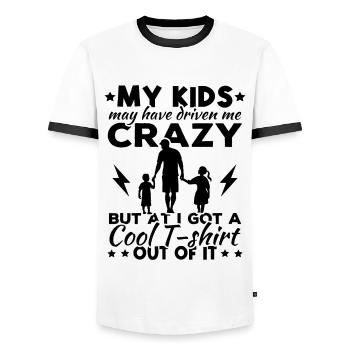 My kids may have driven me crazy - Men's Ringer Shirt - white/black - Front - AI Model Female 172 light (172cm) & AI Model Male 178 dark (178cm)