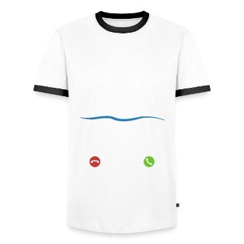 Das Meer ruft an - ich muss los - Spruch - Männer Kontrast-T-Shirt - Weiß/Schwarz - Vorne - AI Model Female 172 light (172cm) & AI Model Male 178 dark (178cm)