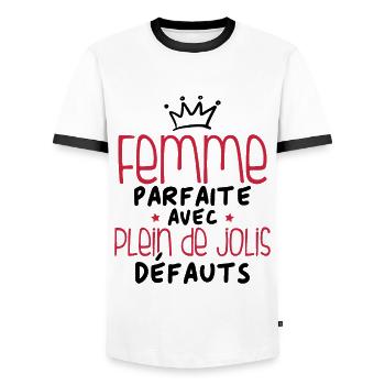 Femme parfaite avec plein de jolis défauts - T-shirt contrasté Homme - blanc/noir - Devant - AI Model Female 172 light (172cm) & AI Model Male 178 dark (178cm)
